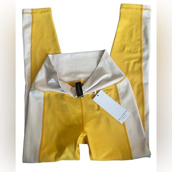 NEW with tags- All Fenix Anthropologie Charlie Yellow/cream 7/8 Legging Small - Picture 3 of 13